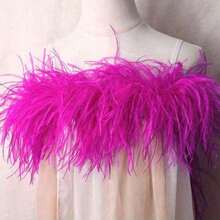 Cuộn ruy băng vải nhung giả lông đà điểu nhiều màu sắc, dài 78 inch, rộng 4 inch, có thể dùng làm khăn choàng cổ, trang trí tua rua. Chúng thích hợp để trang trí váy cưới trong các dự án DIY và để trang trí viền váy và đường viền ren trong trang trí nhà cửa. - Nhiều màu - Xem 18