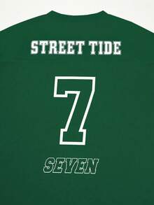 Claim Dot Áo thun nam dáng rộng, phong cách thường ngày, thể thao đường phố, in chữ và số, thích hợp cho mùa hè. - màu xanh lá - Xem 7