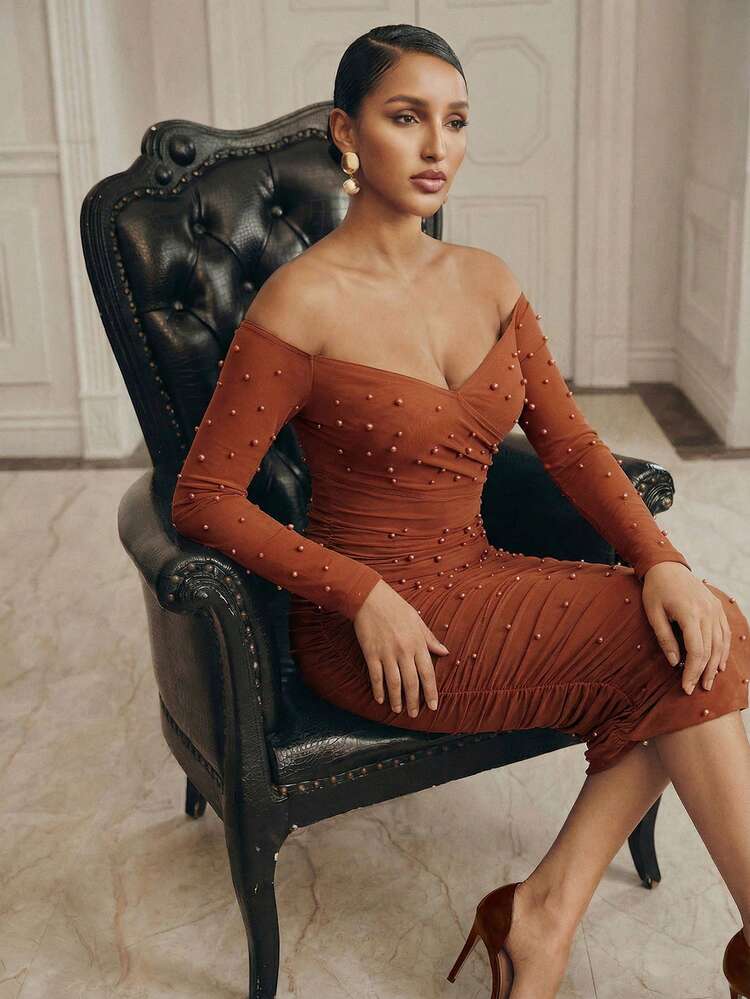 High Quality New Elegant Sexy Bubble Design Long Sleeve Women Dress