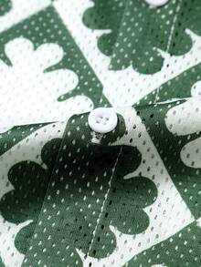 Manfinity Homme 男士休闲全印花衬衫，时尚日常穿着绿色图案衬衫，男士绿白衬衫，男士绿色夏威夷衬衫，绿色图案衬衫，男士短袖衬衫，男士复古风格，日常休闲，周末旅行，户外活动，探险旅行，轻松的工作环境或半正式场合，男友/丈夫礼物，周年纪念/生日礼物，派对，夏季假期，婚礼，春夏交替，狂欢节，男士节日三叶草印花短袖Polo衫，圣帕特里克节 - 彩色 - 查看 7