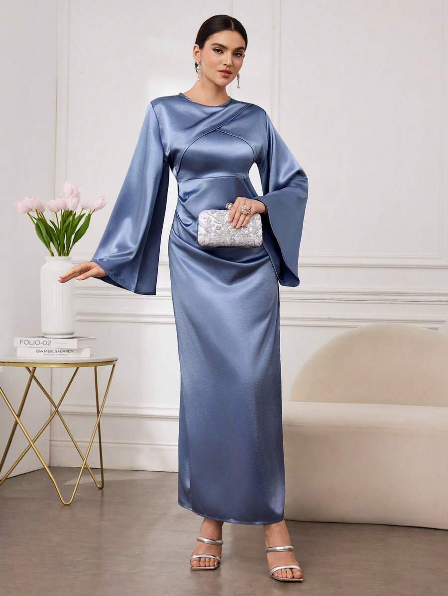 Modelyn Đầm nữ thiết kế xếp lớp thắt eo - Màu xanh lam - Xem 1