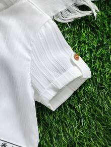 SHEIN 2 Stücke Baby Jungen Lässig Süß Urlaubsstil Weiß Kurzarm Hemd und Shorts Set, geeignet für Frühling/Sommer - Weiss - Übersicht 7