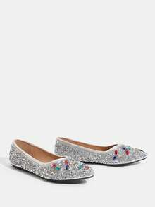 CUCCOO TILAWA Women Flats - Silver 1 - View 4