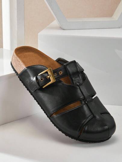 SHUZIA Zuecos con correas cruzadas y hebillas ajustables de estilo casual y elegante para mujer