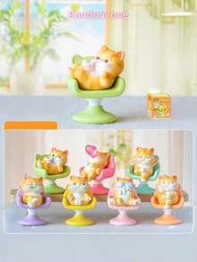 POKOJA LAND 1/6PCS 橙色猫咪坐在椅子上 快乐盲盒桌面摆件 创意玩具 可爱卡通收藏品 节日礼物 办公室装饰 - 彩色 - 查看 8