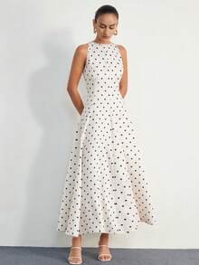 Aveloria Modichic New Elegant Polka Dot Print A-Line Dress - White - View 3