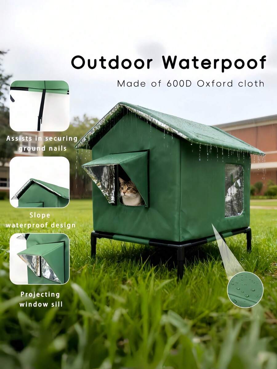 Casa per gatti da esterno pieghevole, isolata e riscaldata, spaziosa e rimovibile, per gatti randagi e da compagnia, portatile e facile da pulire, impermeabile - L-45*40*55 cm - Visualizzare 1