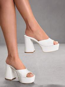 CUCCOO SZL 踝带露趾高跟凉鞋，度假鞋，夏季情人节礼物，夏季鞋，春季鞋，春假复活节舞会高跟鞋 - 白色 - 查看 5