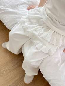 DAZY Young Girls Ruffle Patchwork Pants, 2 In 1 Look