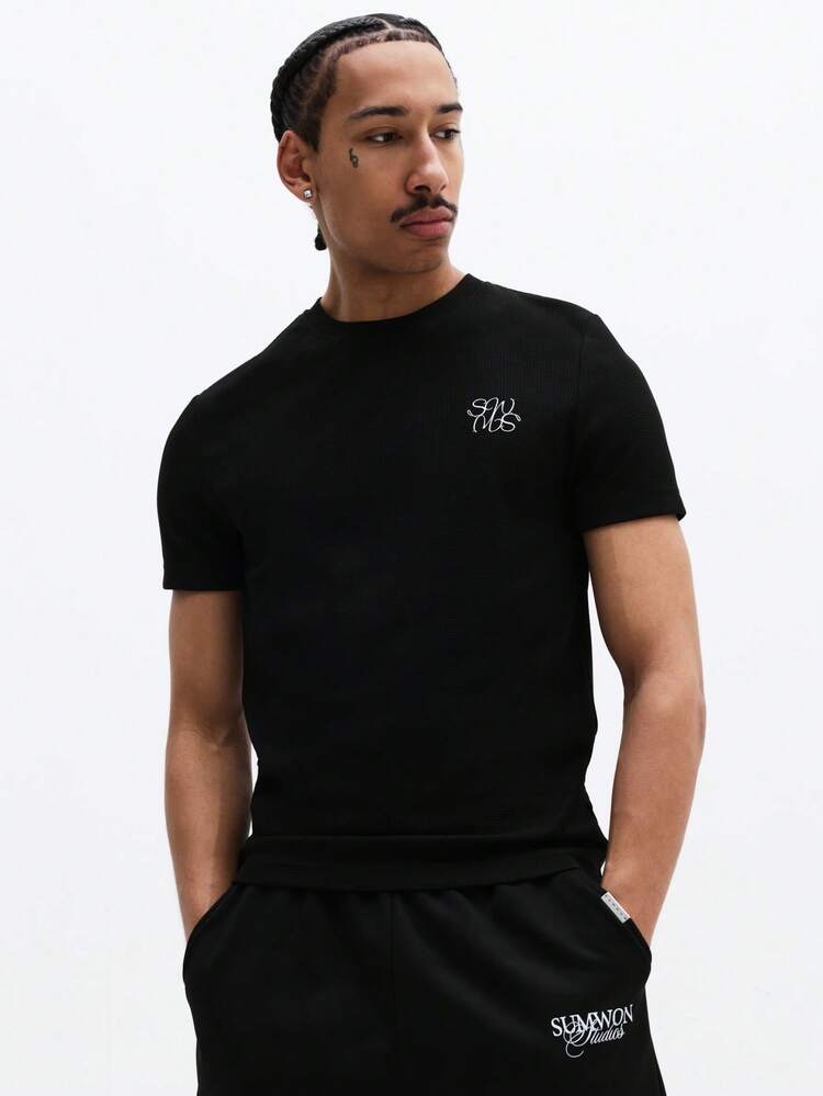 Camiseta de gola redonda slim fit com logo