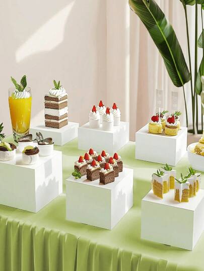 White Acrylic Buffet Food Stand Pipe With 5 Sides Of Acrylic Multifunctional Stand Pipe, With Hollow Bottom, Suitable For Brunch, Buffet, Wedding, Party