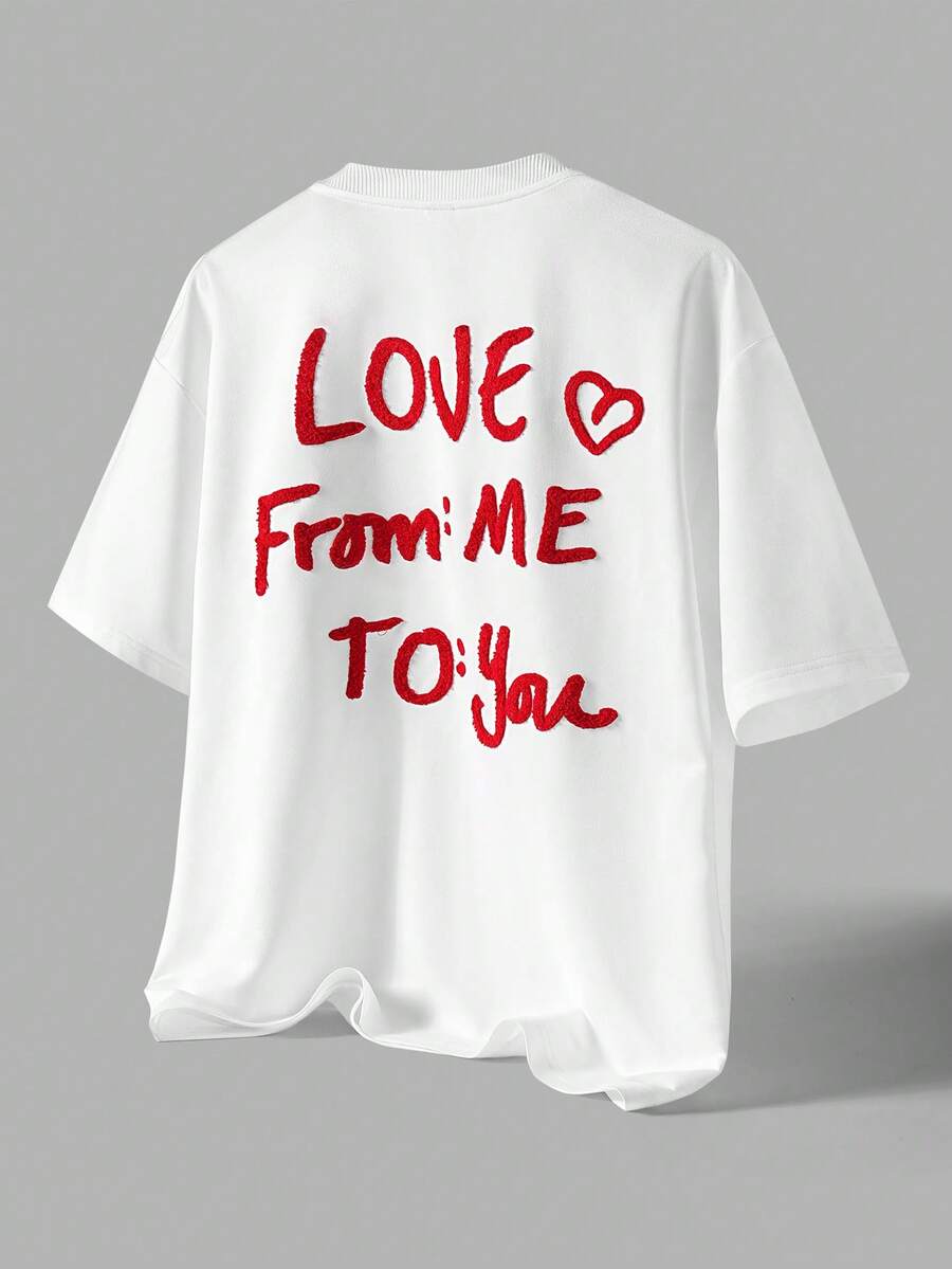 TOKVUE Áo thun nam tay ngắn cổ tròn in chữ đơn giản, năng động - trắng - Xem 1