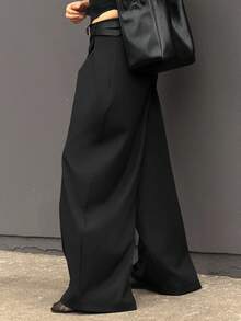 Kuleshova 女式夏季复古休闲嬉皮街头宽松军绿色裤子 - 黑色 - 查看 4