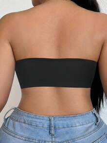 DesireSculpt 1pc Plus Size Black Wireless Lace Front Closure Supportive Bra - Black - View 7
