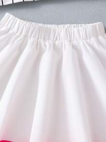 SHEIN Kids' 67 Number & Alphabet Print T-Shirt & Skirt 2-Piece Set - Cute 67th Party Outfit, Boys & Girls Short Sleeve Round Neck Top And Skirt, Casual Daily Fashion Streetwear - Hot Pink - View 10