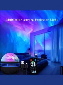 1个北极光星系投影仪，多种灯光效果，二合一LED星空投影仪，带遥控器和星云灯，适用于卧室/游戏室/家庭影院/天花板/生日/派对夜灯 - 彩色 - 查看 4