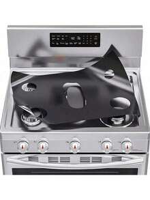 1.2pcs Black Gas Stove Burner Cover Protector Mat Compatible With Samsung Reusable Non Stick Easy Clean Kitchen Cooking Range Accessory Home Appliance Supplies - Black - View 4