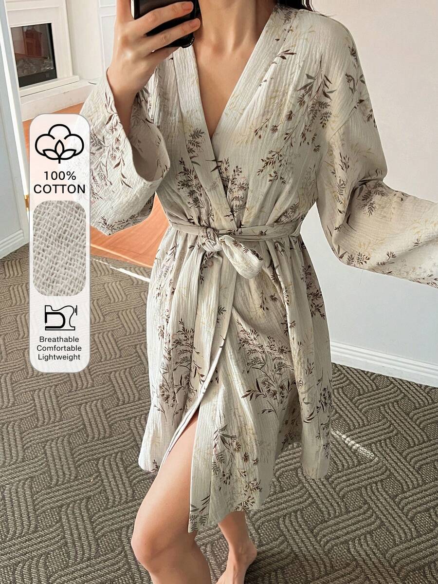 DAZY Blommigt tryckt texturerat chiffongtyg löst damkläder - Vitt - Visa 1