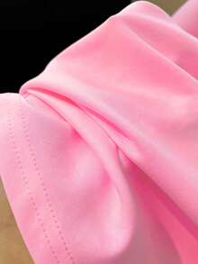 Resyla Women's Drawstring Strawberry Embroidered Shorts, Regular Fit, Rose Pink - Hot Pink - View 5