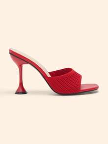 CUCCOO BASICS 女士时尚日常穿搭高跟穆勒凉鞋，适合圣诞节和情人节 - 大紅色 - 查看 3
