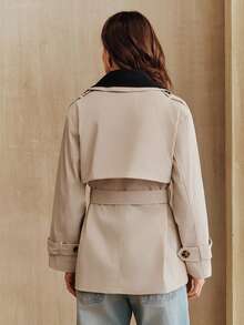 Anewsta 2026 Spring/Summer New Women's Windbreaker, Casual Detachable 2 In 1 Long Sleeve Windbreaker - Apricot - View 2