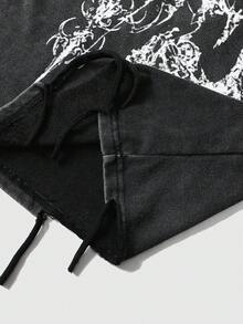 ROMWE MEN 男士动漫印花做旧破洞T恤 - 黑色 - 查看 7