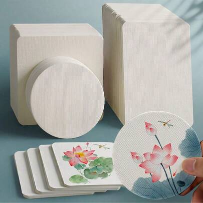 20 hojas de papel de acuarela de tamaño pequeño, tarjetas de acuarela de 300 g/m² - 10x10 cm (4x4 pulgadas) / 10x15 cm (4x6 pulgadas) / 12x12 cm (4.72x4.72 pulgadas) / Redondo 12x12 cm (4.72x4.72 pulgadas) Tarjetas en blanco para pintura de acuarela, invitaciones y manualidades - Papel libre de ácido y de peso pesado