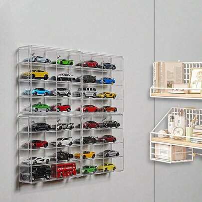 1 Acrylic Display Cabinet, 8-Grid Wind And Fire Wheel Car Display Cabinet, Small Toy Car Storage Box, Office Parking Storage Box, Used For Home Decoration