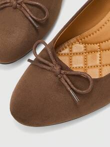 CUCCOO BIZCHIC Brown Suede Retro Bow Tie Wedge Shoes, Elegant And Commuting-Friendly - Coffee Brown - View 8