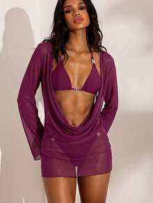 Opulessa 3件套女士随机颜色串珠泳衣配饰 - 紫色 - 查看 5