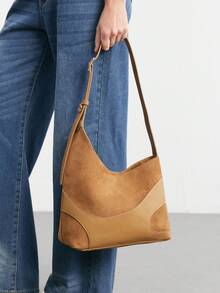 SHECARRY 女士单肩包 曲线拼接 酒红色 - 棕色 - 查看 1