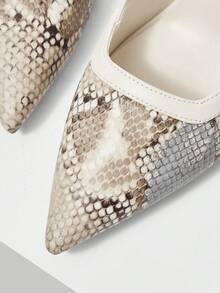 Mnmlis Giày cao gót mũi nhọn cổ điển họa tiết da rắn gợi cảm dành cho nữ, thích hợp cho các buổi tiệc tối. - Nhiều màu - Xem 4