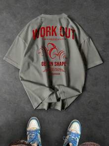 Sport MetroGents 男士夏季休闲哑铃字母印花运动T恤 - 黑色 - 查看 3