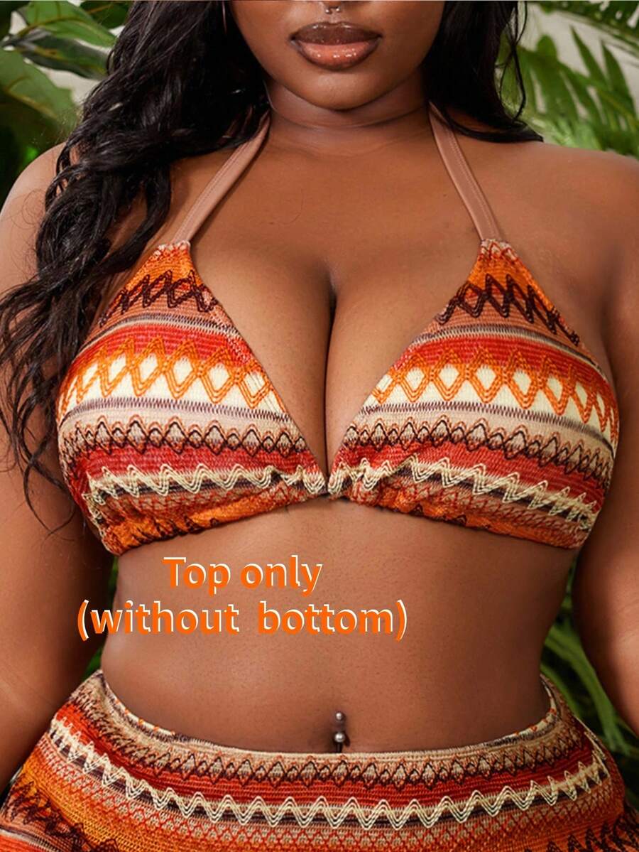 Slaydiva Plus Size Women's Fashionable Bohemian Style Bikini Top, Suitable For Beach Wear In Summer - Multicolor - View 1