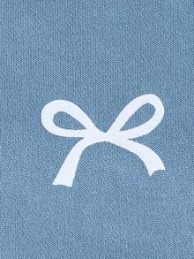 Sparklyn Áo nỉ nữ tuổi teen in nơ, kiểu dáng bất đối xứng, hở vai và vạt áo không đối xứng. - Màu xanh lam - Xem 6