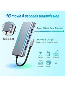 11合1 USB集线器、USB分线器、USB扩展坞、USB 3.0电脑适配器集线器、网络接口、电脑及手机配件、SD/TF读卡器、Type-C 3.1接口、PD 2.0/3.0充电，兼容笔记本电脑及其他USB-C设备 - 彩色 - 查看 4