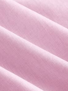 SHEIN MOD 加大码女式杏色V领纽扣长连衣裙，优雅办公室收腰连衣裙 - 粉色 - 查看 4