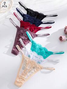 7pcs/Pack Sexy Lace Thong Panties, Seamless Women's Underwear - Multicolor - View 5