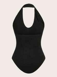 SHEIN ICON 95% Cotton Sexy Y2K Deep V-Neck Metallic Bodysuit, Solid Black, 1k, Party Nightclub Beach Vacation Music Festival Concert Summer Outerwear Country Music Concert Outfit