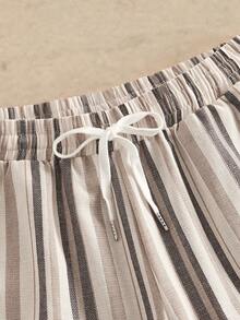 HIMLAND 男士休闲通勤条纹抽绳腰裤 - 彩色 - 查看 5