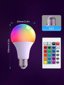 Teckwe LED Light Bulb Dimmable, RGB Color Changing Light Bulb, 16 Color Choices & 4 Lighting Modes, Portable LED Bulb With Remote Control For Home Decor, Bedroom, Stage, Party Decor, Valentine's Day - White - View 6