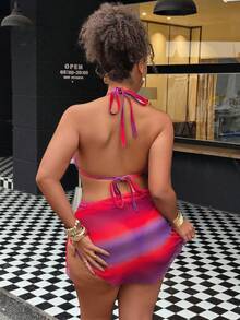 Swim Vcay 大码比基尼套装，随机印花夏日海滩 - 彩色 - 查看 4