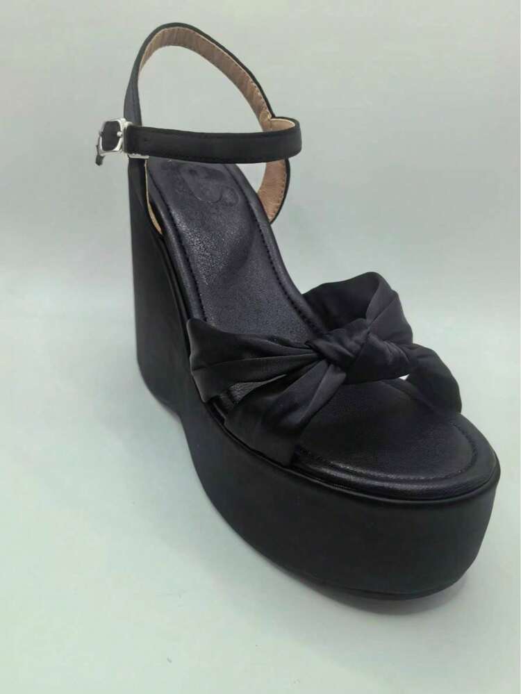Sugerpunk Women's Thick Sole Sandals, Open Toe Platform Wedge Heels, Fashion Shoes - Black - View 8