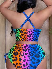 Slaydiva 2026新款彩色豹纹性感大码女式比基尼套装 - 彩色 - 查看 2