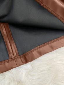 Franclia Chân váy da nữ thời trang, thanh lịch, đa năng, bất đối xứng, trang trí khóa kim loại. - Màu nâu  Mocha - Xem 3