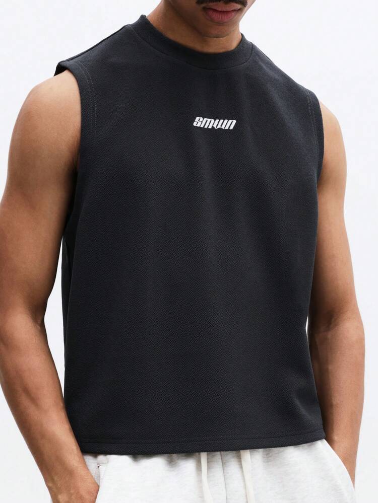 Sleeveless Logo Tank Top With Ribbed Texture