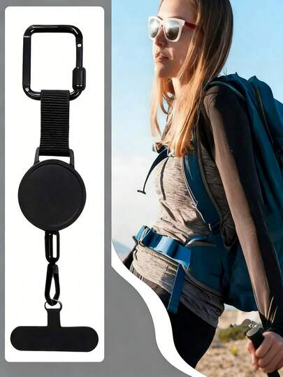 1PC Adjustable Anti-Theft Phone Holder With Smartphone Safety Lanyard And Carabiner For Hiking, Cycling, And Climbing