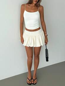 Aloruh Women's Light Apricot Mini Tulip Hem Skirt - Apricot - View 6