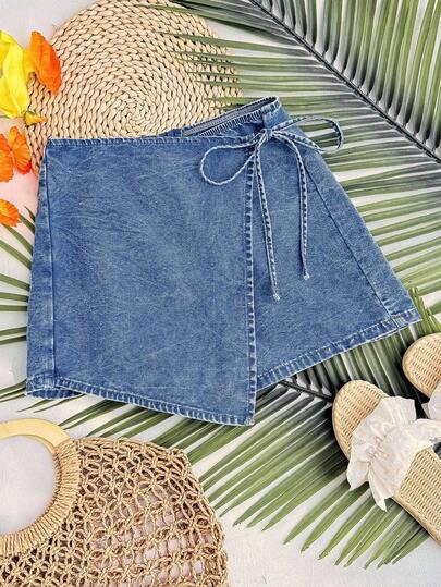 Soleia Women's Casual Denim Shorts, Blue