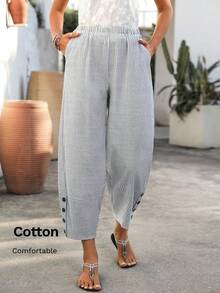 EMERY ROSE Women's Striped Print Elastic Waist Pocket Casual Pants Striped Joggers Women Summer Joggers For Women